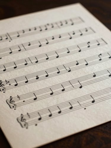 A high-contrast macro photograph of classical sheet music with handwritten annotations on heavy cream paper, dramatic side-light highlighting the tactile paper texture, 50mm focus