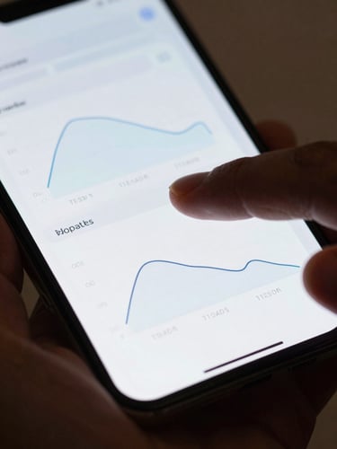 Close-up macro shot of hands interacting with a high-fidelity mobile device screen, displaying clean UI layouts and minimal telemetry graphs, cool slate tones, precise cyber-mint digital backlighting.