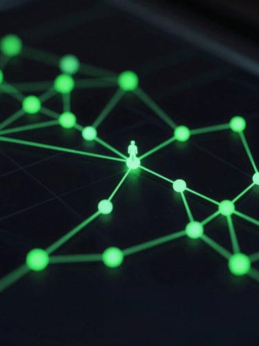 Macro close-up of a high-fidelity game wireframe on a dark screen, glowing neon green nodes showing player flow, dramatic low-key lighting, 35mm