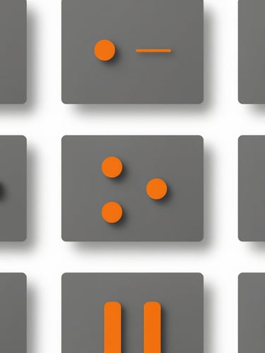Direct top-down flat-lay of digital storyboarding interfaces and abstract geometric motion paths, soft clean shadows, slate gray palette with sharp orange highlights, crisp focus.