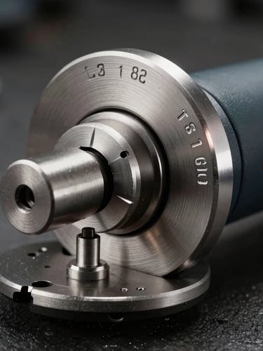 Macro shot of a heavy-duty pneumatic die grinder, raw machined steel finish, laser-etched serial number, dramatic rim lighting on metallic edges, dark industrial background.