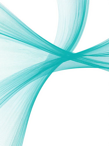 Abstract vector illustration of flowing, harmonious teal and light blue lines representing calm cognitive pathways, clean white background, generous negative space, minimal design.