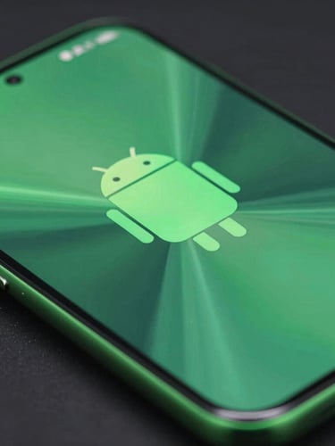 Extreme close-up macro shot of a flagship Android device showing a highly fluid, zero-lag UI transition with vibrant green edge-glow reflecting off the glass screen, dark studio background.