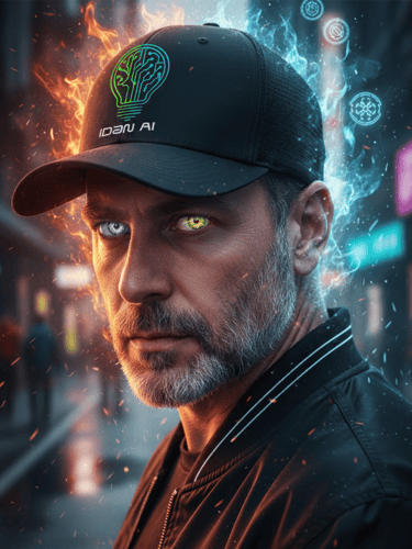 פורטרט AI בסגנון סייברפאנק שנוצר על ידי עידן של בינה, מומחה ליצירת תמונות AI.