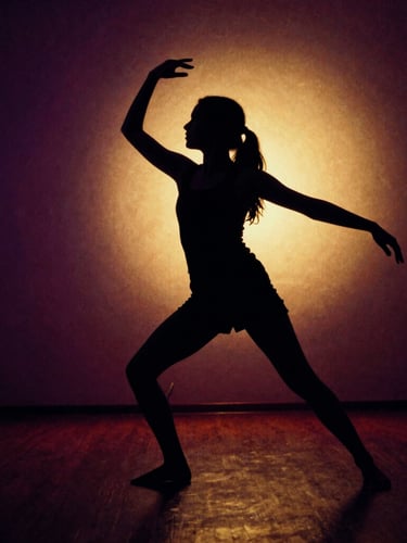 Dynamic low angle shot of a girl performing Dhamal as a high-contrast silhouette, ecstatic movement, backlit by deep red and gold light, moody high-contrast photography, raw grain, cinematic shadows, 35mm film.