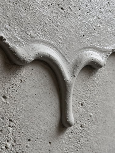 Extreme close-up of tactile paint layers dripping down raw, textured concrete, natural directional gallery lighting, highlighting the physical depth of the medium.