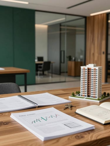 Warm architectural photography of a modern, sunlit condominium lobby with high-quality wood paneling and green plants, soft natural daylight, elegant composition, 35mm lens