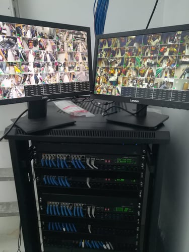 a rack of wires and wires connected to a computer