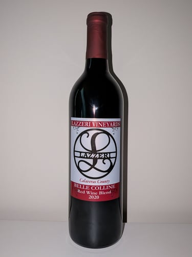 A single bottle of red wine labeled "Belle Colline"