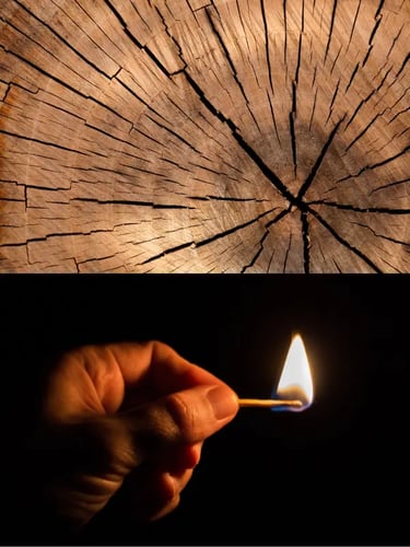 a person holding a matchstick in their hand