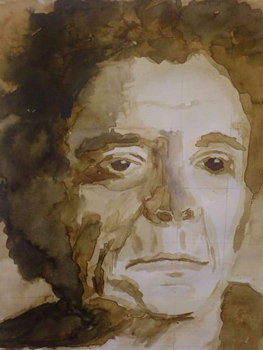 Portret van een man, bister op papier,