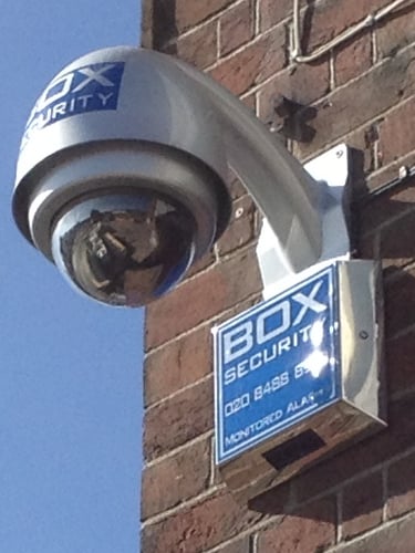 BOX Security Pan-Tilt-Zoom Vandal resistant CCTV, above Vandal-resistant Stainless Steel Bell-BOX