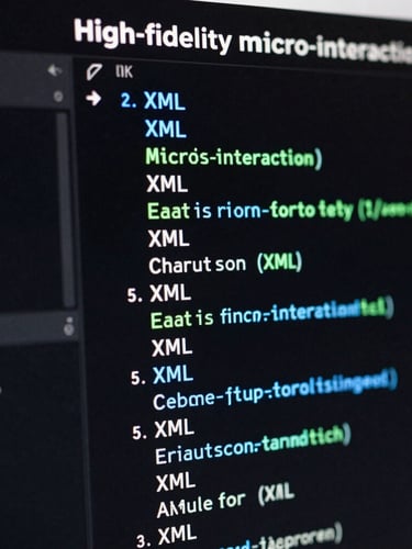High-fidelity UI micro-interaction showing a raw text prompt transforming into structured XML tags with neon electric blue and green highlights on a pitch-black terminal screen.