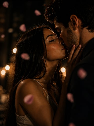 Beso intenso, instante fugaz con personas que llegan para no quedarse