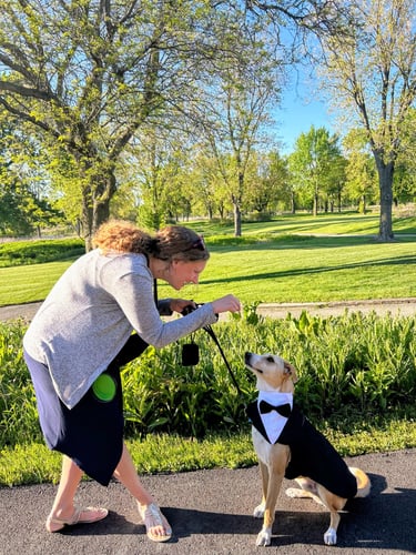 pet sitter gets a dapper dog to pose at their parents wedding