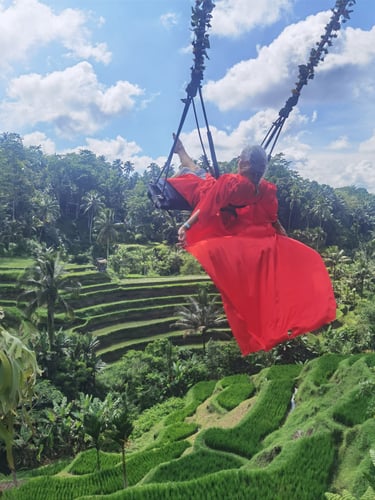 balançoire dans les rizières tagalalang Ubud Bali