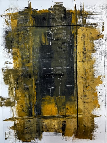 Natural pigments on canvas. Mixed media artwork Laurence Moracchini. Ditchling artist Sussex.
