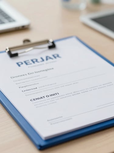 Clean medical editorial photography, close-up of a professional medical certificate on a wooden doctor desk, soft natural daylight, shallow depth of field