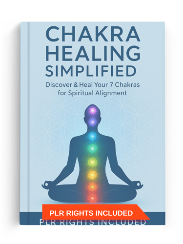Chakra Healing Simplified PLR ebook cover – 7 chakras spiritual alignment guide with private label r