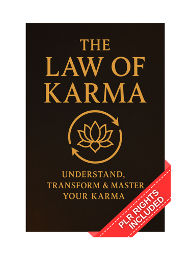 Law of Karma PLR ebook cover – spiritual guide to karma, cause and effect, life lessons and personal