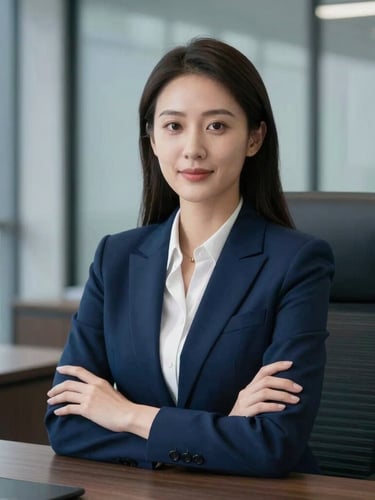Medium-close portrait of a confident female legal counsel in a modern slate-toned boardroom, cool daylight, sharp corporate photography, 35mm lens.