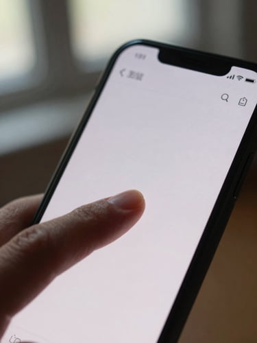 Close-up of an Android phone screen showing a minimal productivity app interface, finger resting on a clean tap target, daylight from a window casting soft light across the device edge, tight crop on the glass surface