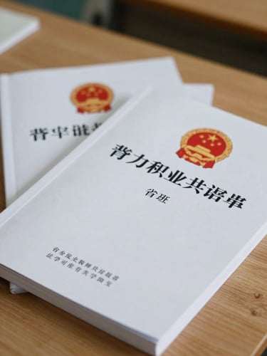 A close-up of physical curriculum handbooks and official teacher-training guidelines bearing the state emblem, resting on a wooden desk.