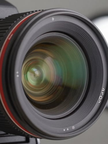 Close-up of a high-end digital camera sensor and professional studio lighting setup, sharp focus, rich colors, high-definition details