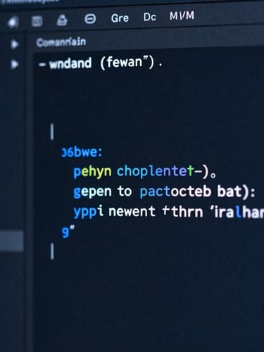 Macro shot of a clean code editor with syntax highlighting, cool blue studio lighting, sharp focus, high contrast, 35mm