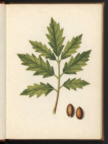 Vintage botanical plate of Ricinus communis, detailed ink drawing of leaves and seeds on aged warm cream paper, soft overcast daylight, scientific archive style.