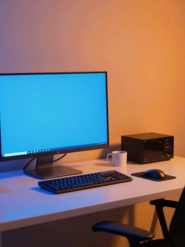 Vibrant studio production environment, high-contrast crisp lighting, electric blue gel accents, sharp focus on a design workspace, 35mm