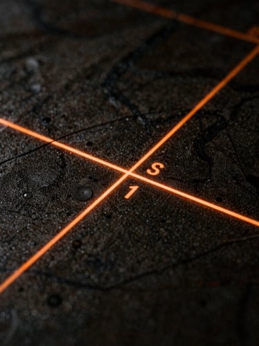 Macro shot of a dark tactical map with glowing orange coordinates under low-key side-lighting, 35mm film grain