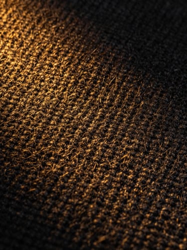 Macro detail of soft combed cotton fabric fibers, warm golden hour light highlighting the premium textile weave