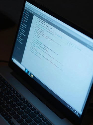 Close-up overhead of a developer workstation under cool studio strobe light — terminal window open showing a transaction settlement API response with status codes and latency figures, mechanical keyboard at the edge of the frame, screen glow the dominant light source, deep navy and cyan tones
