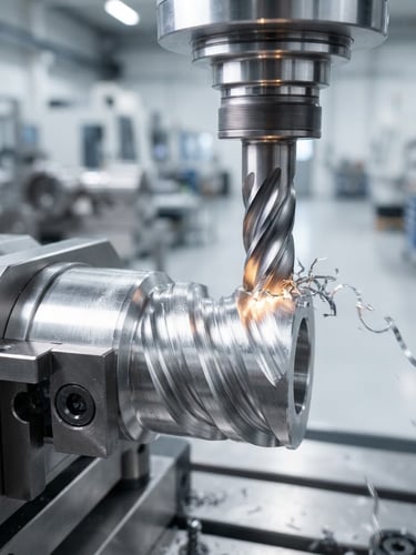 Paslanmaz çelik işleme süreçlerini gösteren, modern bir üretim tesisinde makro çekim, parlak stüdyo aydınlatması, metalik yansımalar, net yüksek kontrastlı detaylar.