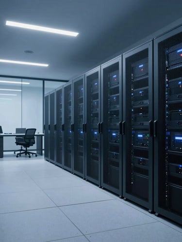 Sleek corporate office environment, modern law firm interior with clean lines, low-key cool blue lighting, sharp focus, 35mm