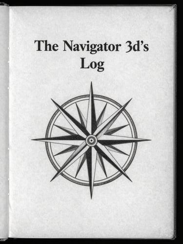 Archival book cover mock-up of 'The Navigator's Log', showing a vintage compass rose on aged parchment, monochrome tones.