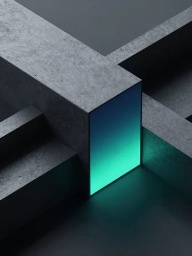 Macro shot of modern architectural lines, sharp concrete angles under dramatic lighting, abstract geometric structure