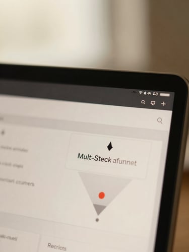 A close-up of a dark analytical interface showing drop-off rates in a multi-step checkout funnel, warm soft ambient light, shallow depth of field