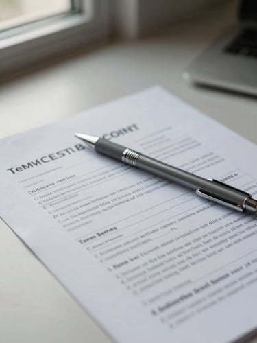 Overhead close-up of a marked-up term sheet on a light desk, a mechanical pencil laid diagonally across handwritten margin notes, soft northern window light from upper left, no people visible