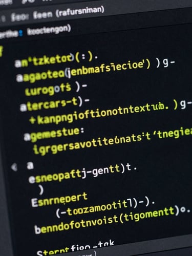 Macro shot of a clean code editor on a dark screen with subtle electric lime syntax highlighting, low-key ambient lighting, sharp focus, Swiss aesthetic.