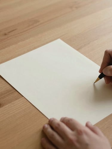 Close-up of hands signing a clean, minimalist paper document on a warm oak table, soft indirect daylight, architectural shadows, 35mm