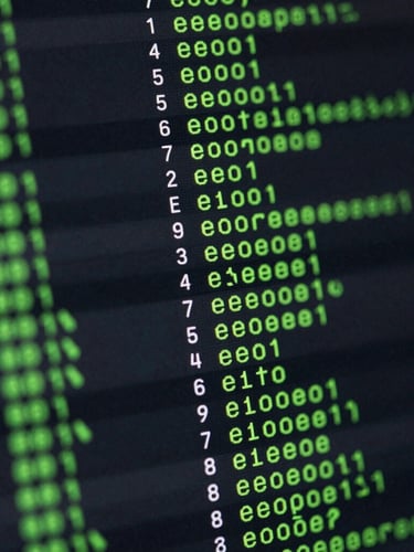 Macro shot of a matching algorithm interface with monospaced data readouts, dark obsidian background, sharp green accent lines.