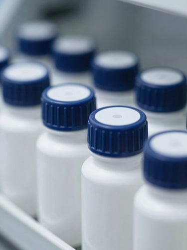 Precise close-up of sterile laboratory equipment, clinical editorial photography, crisp clean studio lighting, deep navy and sterile white tones, sharp focus, 35mm