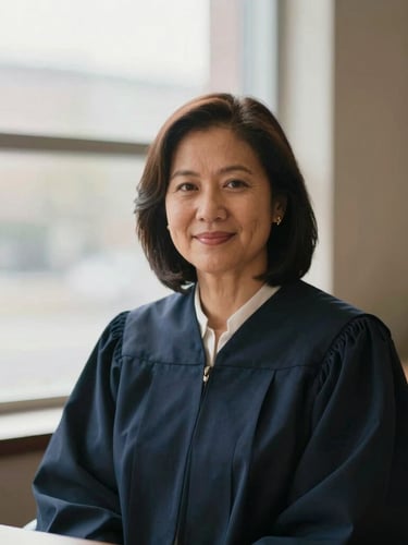 An environmental portrait of a professional attorney in a Woodbridge office setting, warm natural window light, shallow depth of field, 35mm