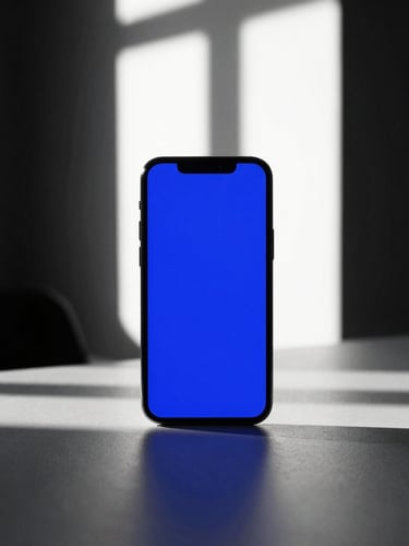 High-contrast editorial photography of a mobile device displaying high-fidelity digital ad mockups on a minimalist desk, dramatic window light, deep shadows, 35mm