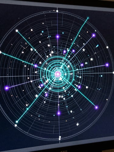 Direct screen capture of high-resolution tactical UI, wireframe orbital schematics overlaying a vector star map, electric cyan telemetry lines, neon violet target locks.