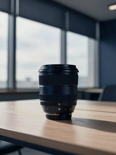 Muted navy tones, a quiet boardroom setting with overcast daylight filtering through large windows, sharp architectural shadows, 35mm lens, high-end editorial corporate photography