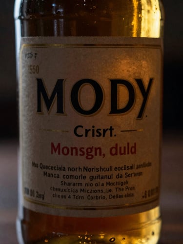 Moody editorial close-up of a rare vintage Scotch bottle label, golden amber liquid catching low-key warm backlighting, shallow depth of field, 35mm