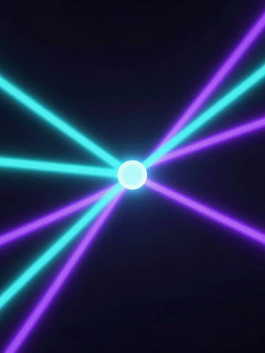 Macro close-up of glowing digital nodes interconnected by vibrant neon cyan and purple light paths, dark high-contrast background, abstract 3d render, octane render
